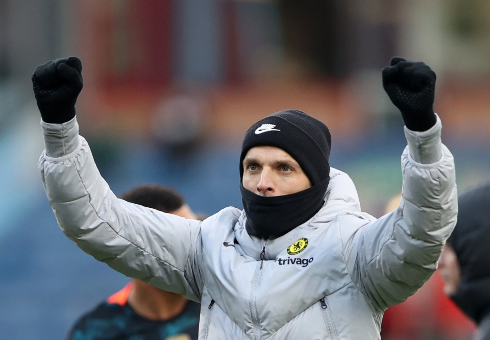 Chelsea boss Thomas Tuchel celebrates the away win