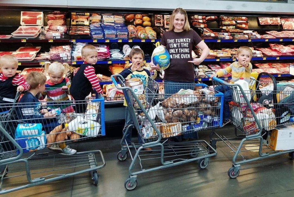 The family had to stock up on piles of food for their Thanksgiving dinner