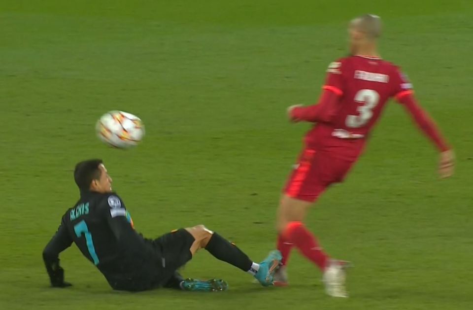 Inter Milan star Alexis Sanchez was sent off after a challenge on Liverpool's Fabinho