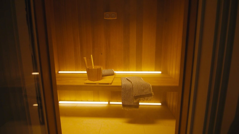 A sauna can be found in the house