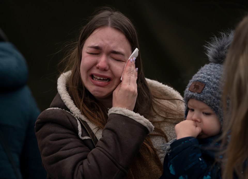 Tearful Kristina spoke of having to leave her dad behind in Ukraine as she fled to save her son Max