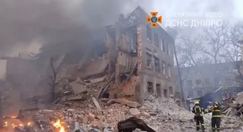 The aftermath of a Russian airstrike in Dnipro, Ukraine