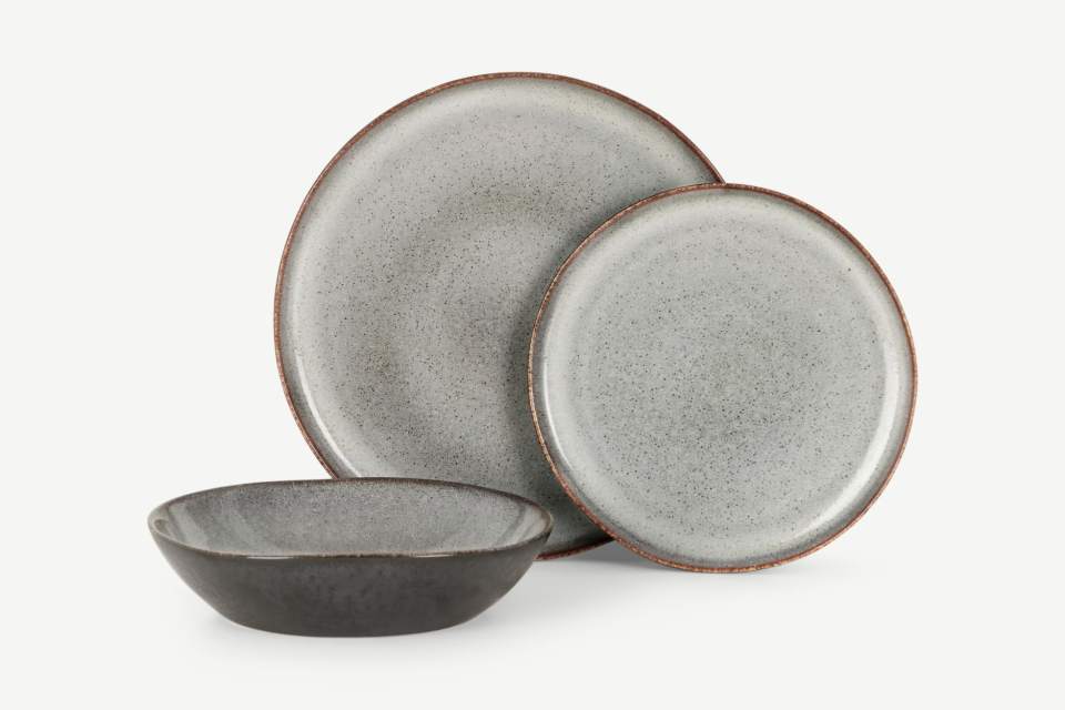 The gorgeous Krisha 12-piece Reactive Glaze dinner set from made.com has been reduced to £110