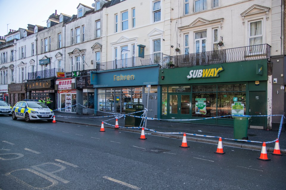 A cordon was in place around the Subway shop