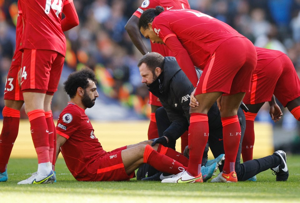 Salah received treatment on the pitch before being taken off