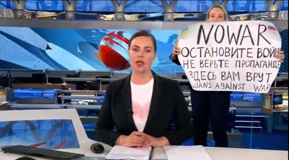 Ovsyannikova stormed her employer Channel One's top news show with a sign reading: 'No War'