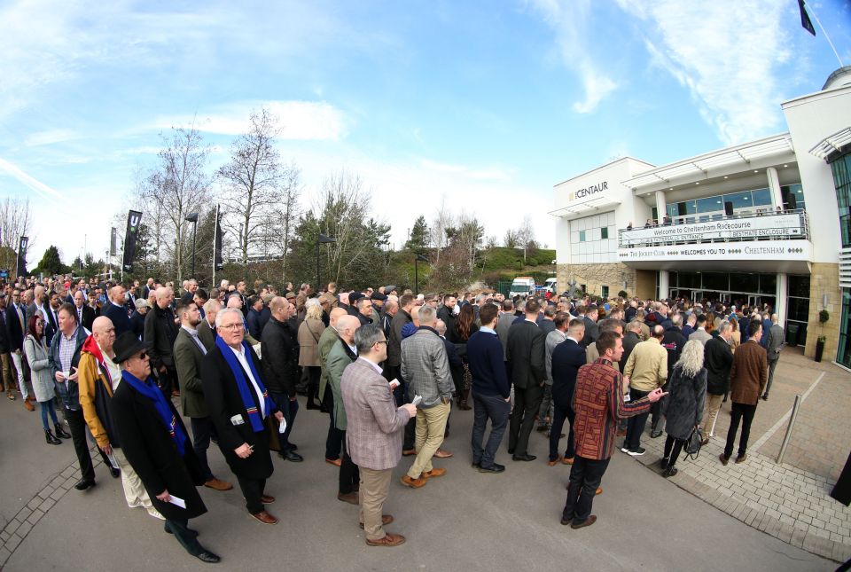 The punters queued outside as they waited to be let into the racecourse