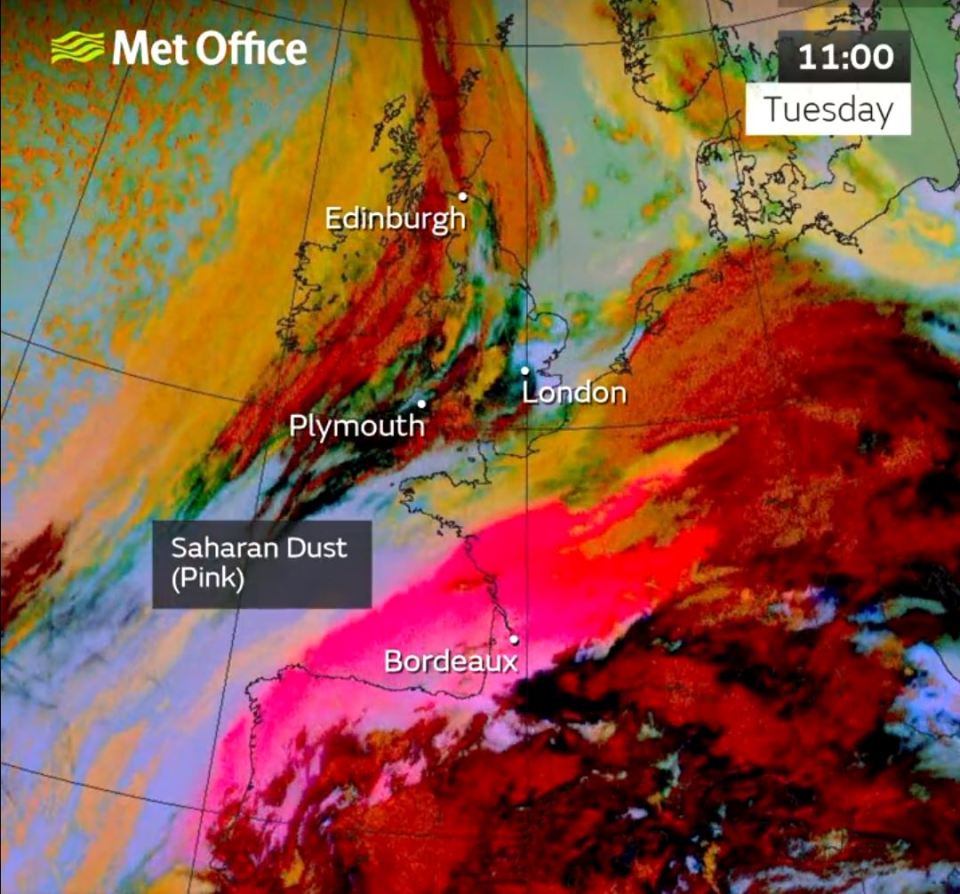 Storm Celia has stirred up the Saharan particles and is set to drop them on the country