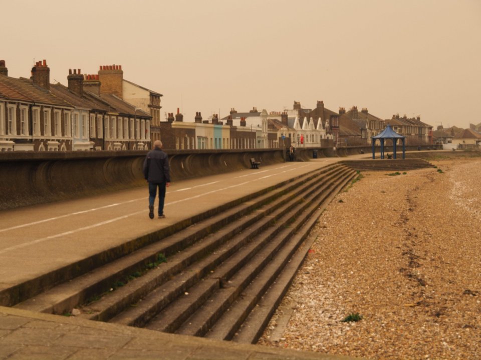 The air on the Kent coast appeared to glow slightly in the orange hue