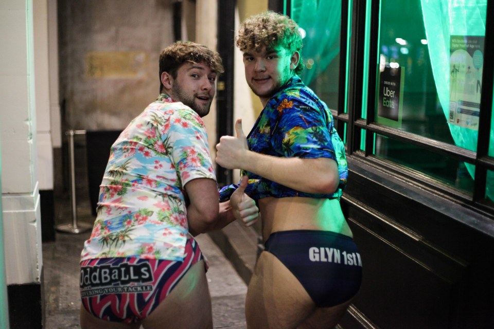 Two lads wore floral shirts with a sprinkle of green