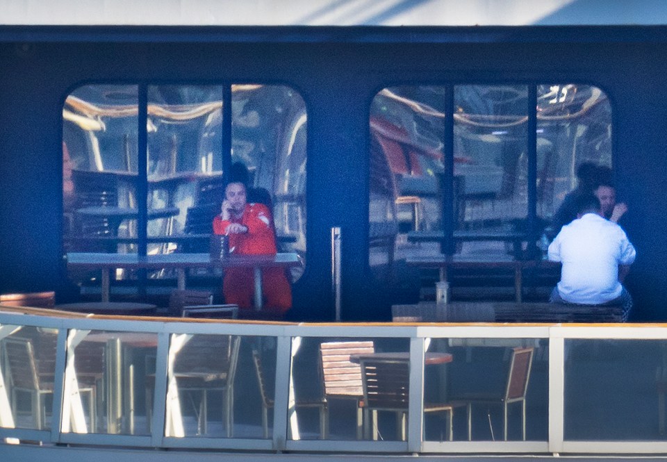 A worker seen at the stern of a P&O Ferry in Dover