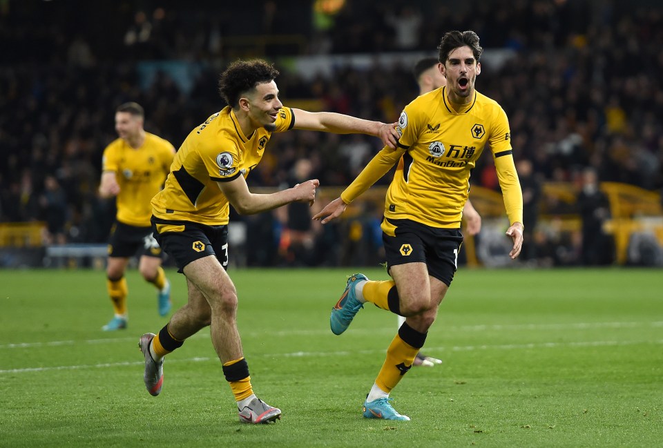 Francisco Trincao (right) had helped put Wolves 2-0 up with a goal and assist