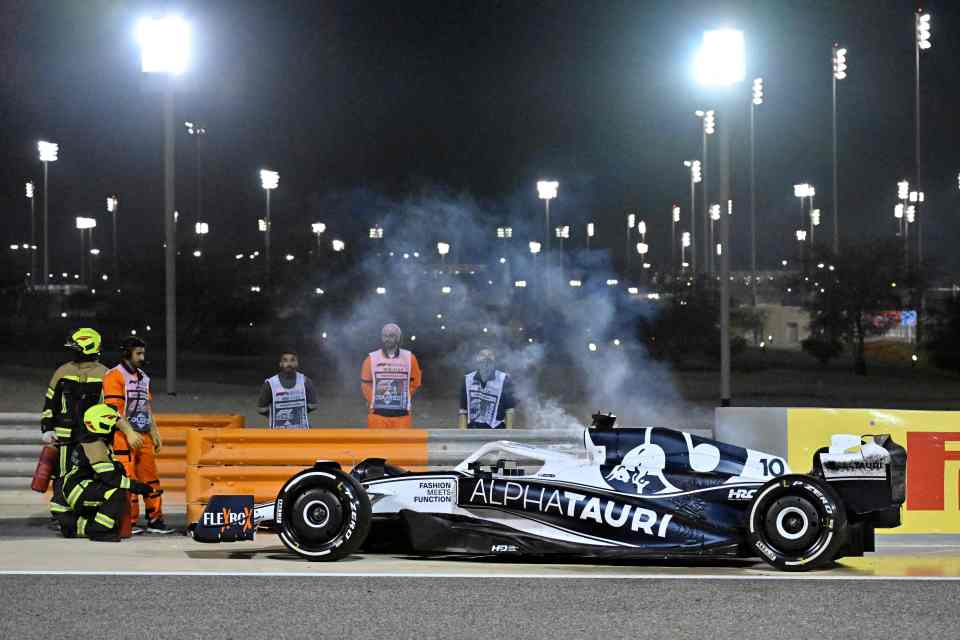 Pierre Gasly was forced to abandon car at side of track in the Bahrain Grand Prix