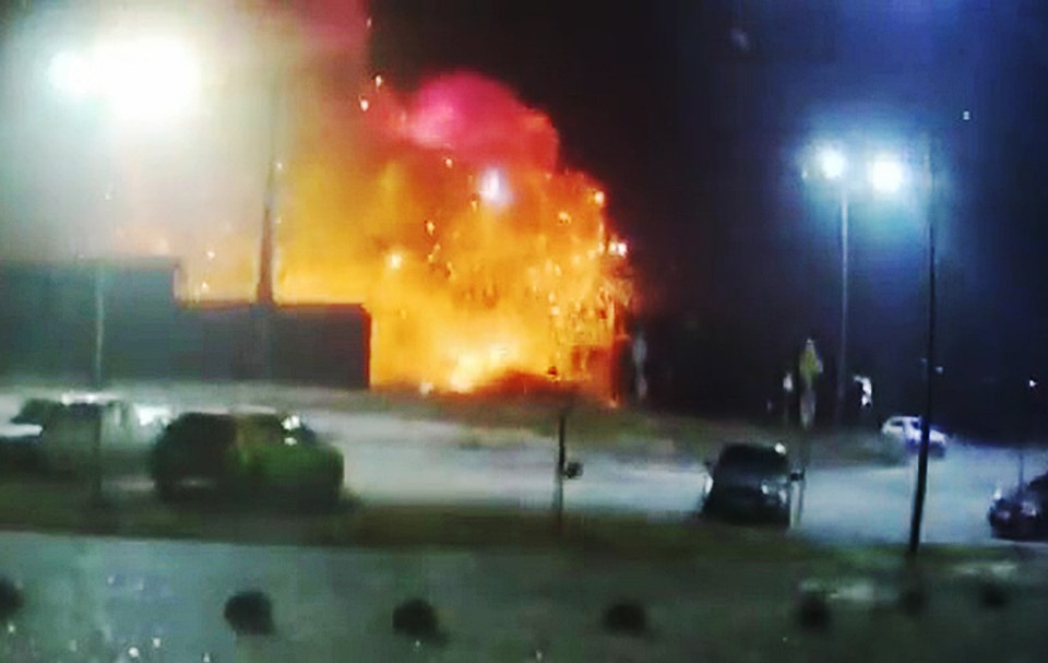 Shocking footage shows the moment the building erupted