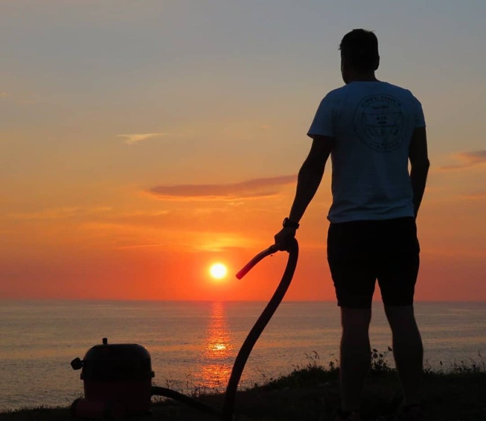 Henry sucks up a stunning sunset