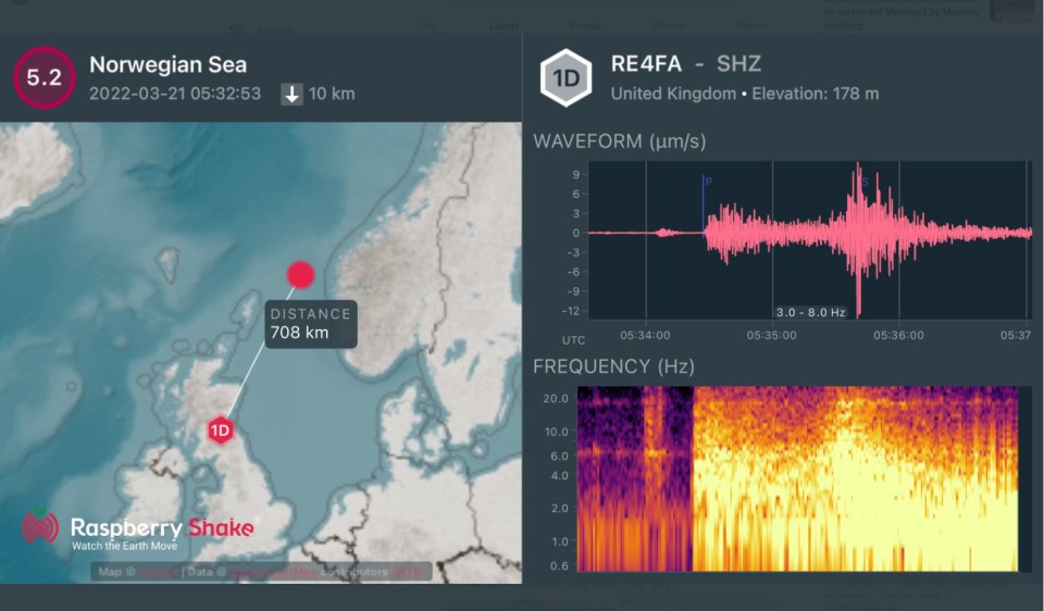 The 5.1 earthquake was felt in Scotland today