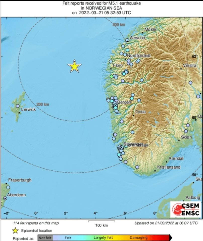 The epicentre was located in the Norwegian Sea