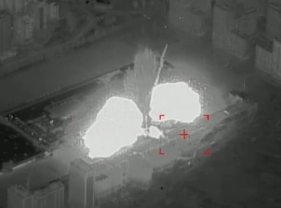 The building was consumed by a fireball when the missile struck