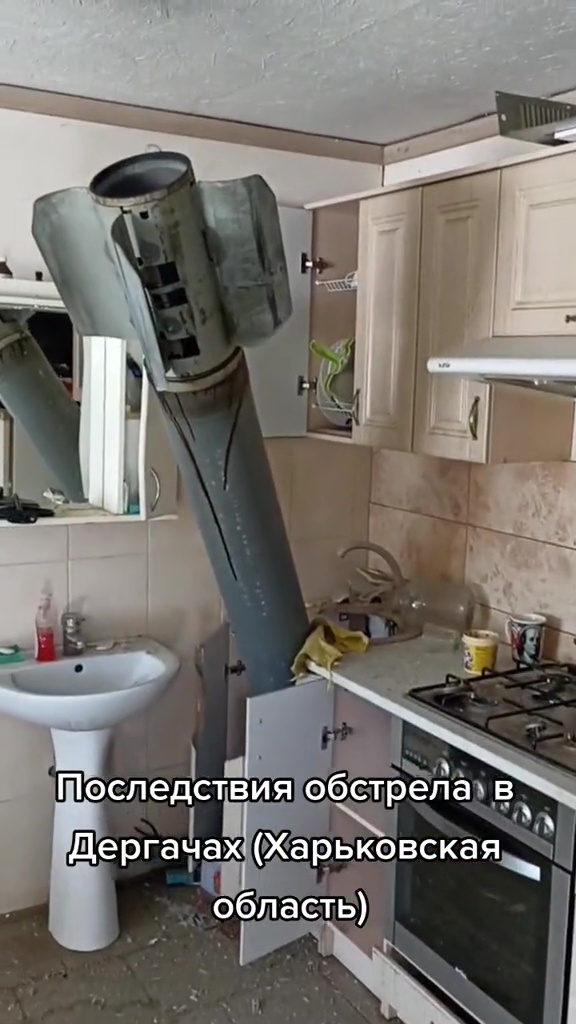 A missile was seen lodged in a family's kitchen sink