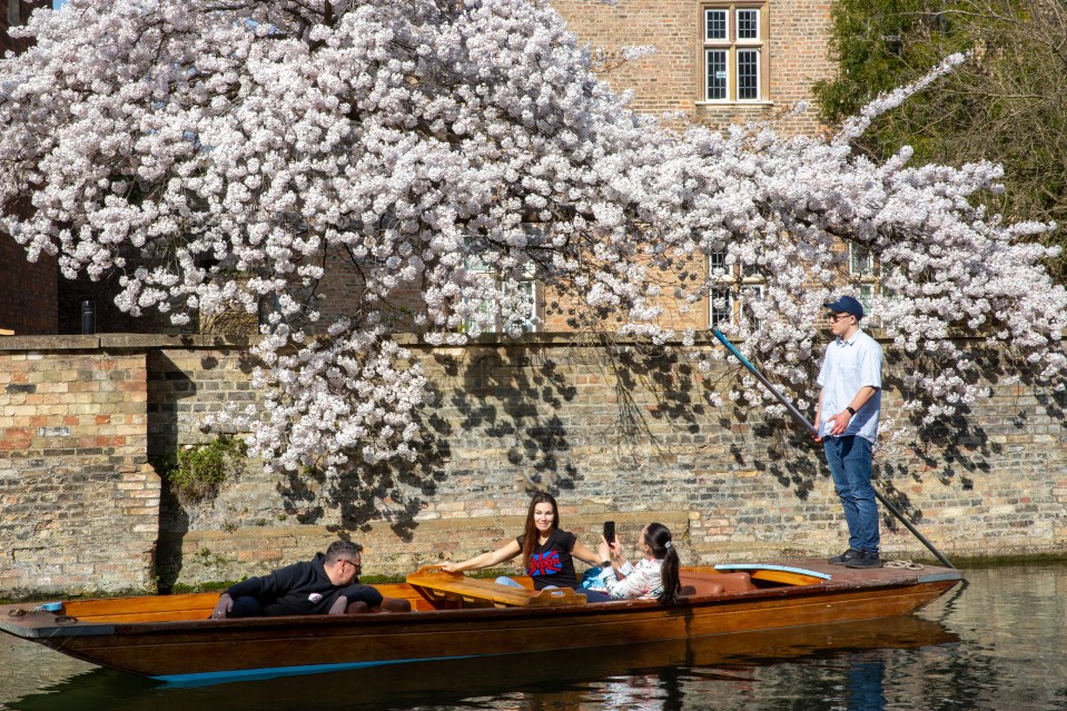 People out punting on the River Cam in Cambridge on Tuesday