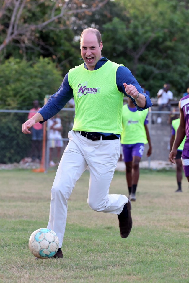 William had a spontaneous kickabout during a visit to Trench Town, Jamaica