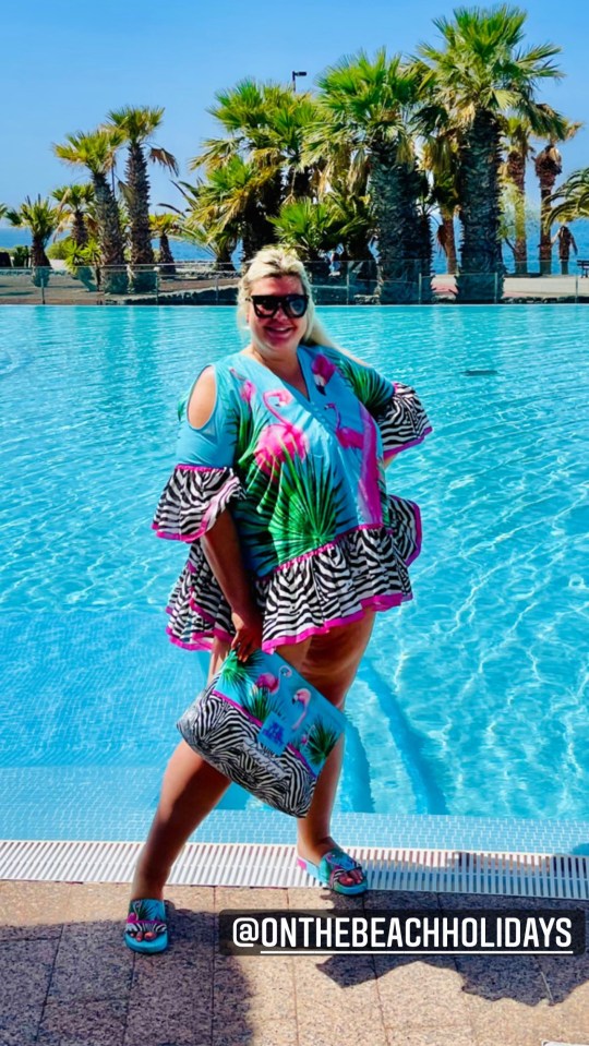 Gemma glammed up on her holiday as she showed off her legs