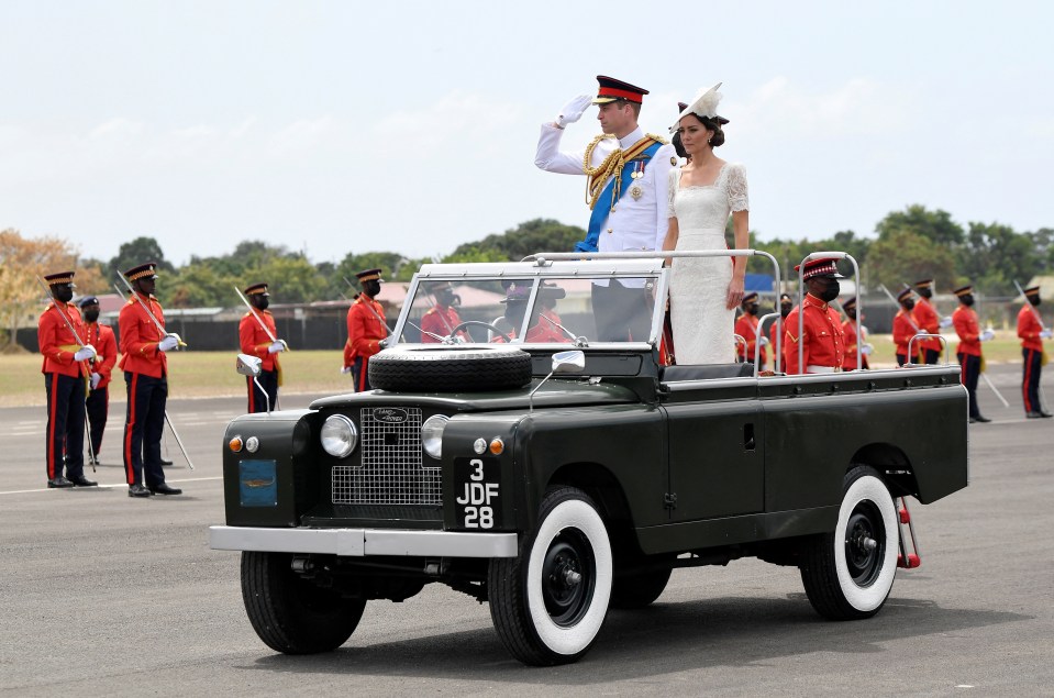 Kate and William were blasted for standing in an Army Land Rover driven by a black chauffeur as they headed to salute military recruits