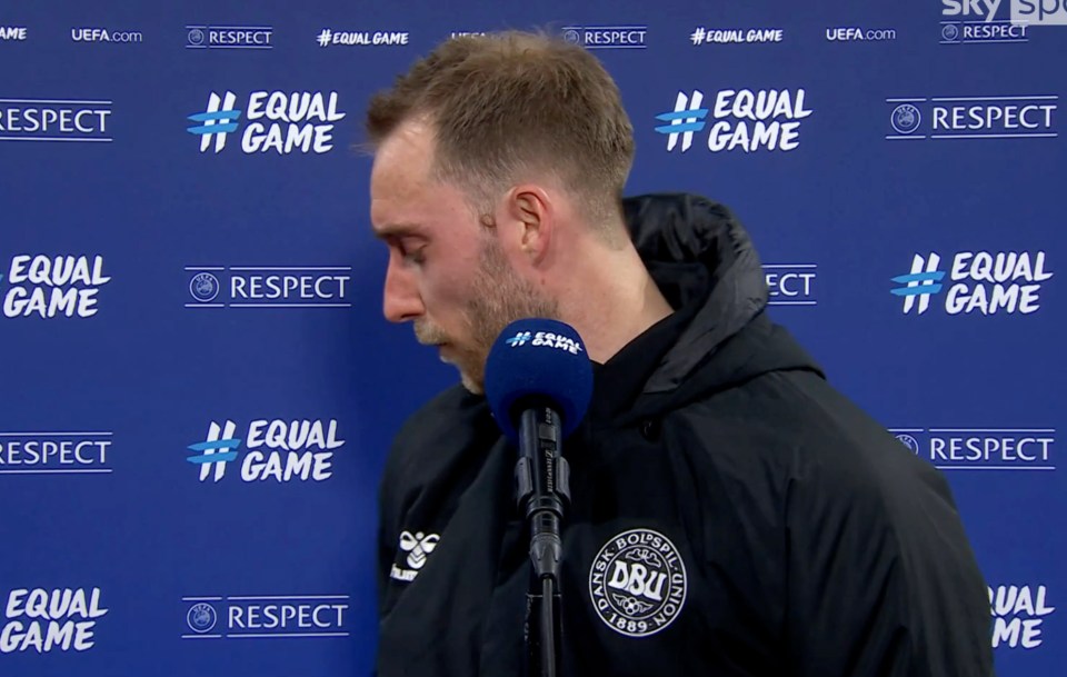 Christian Eriksen was struck by a coin mid-interview