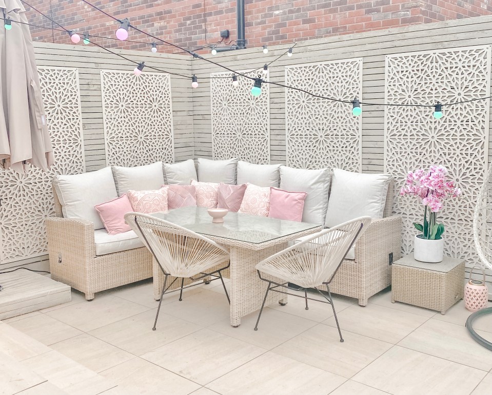 Th property features a patio that wouldn't look out of place on Love Island