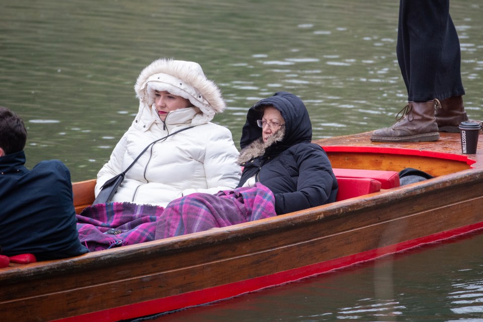 Punters wrapped up warm on the River Cam in Cambridge on Tuesday