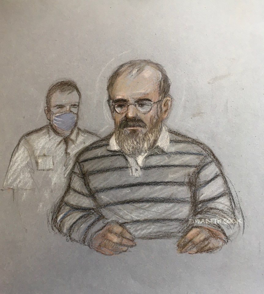 Court artist sketch of Can Arslan, in the dock at Bristol Crown Court