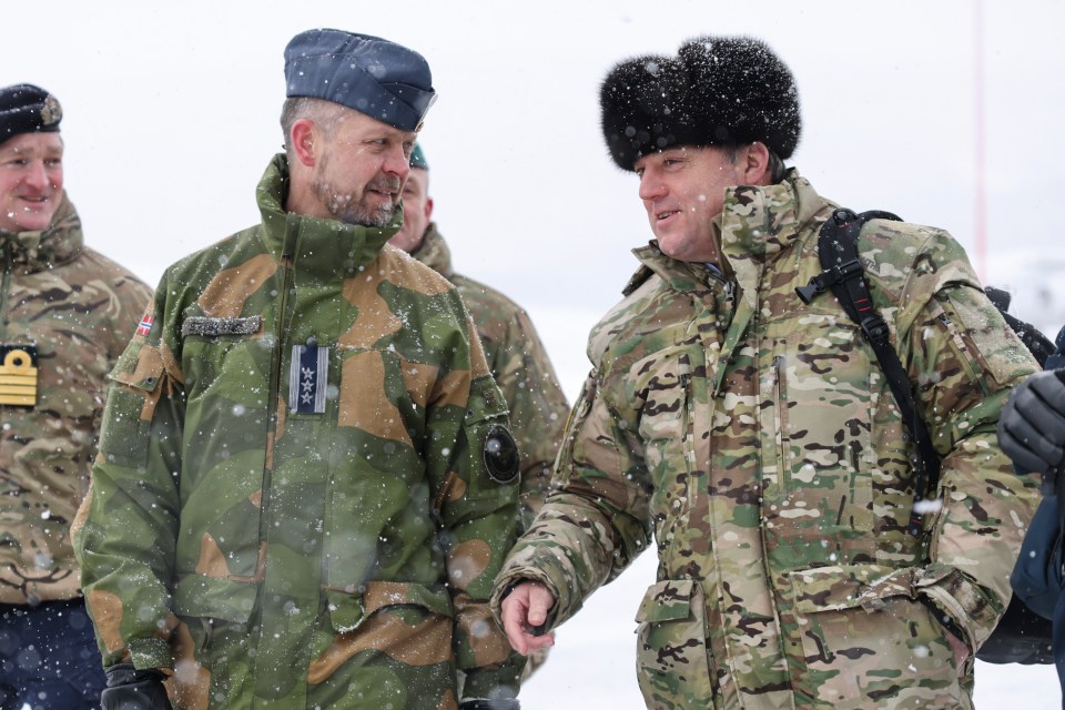 Ben Wallace (right) is in Bardufoss, Norway, as Britain prepared to deploy planes to track Putin’s Arctic submarines