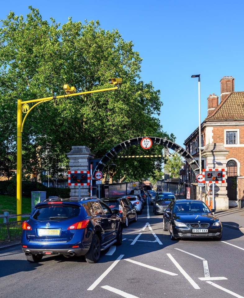 Cars were seen backed up at the south entrance to the Rotherhithe Tunnel