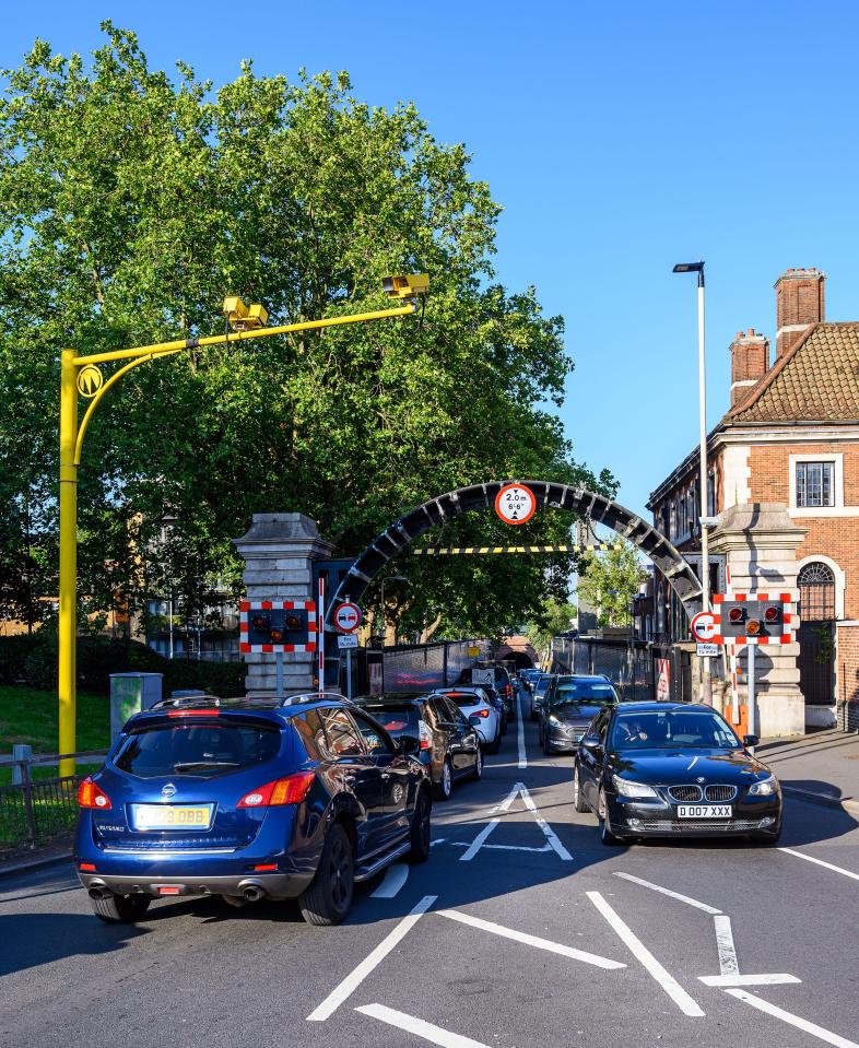 Cars were seen backed up at the south entrance to the Rotherhithe Tunnel