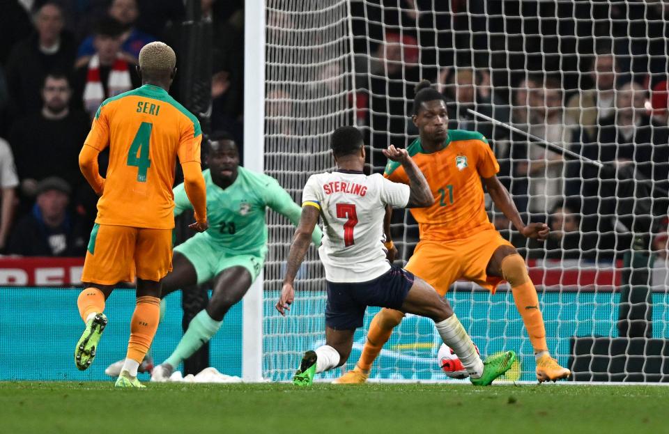 Raheem Sterling doubled the Three Lions' lead at Wembley just before the break