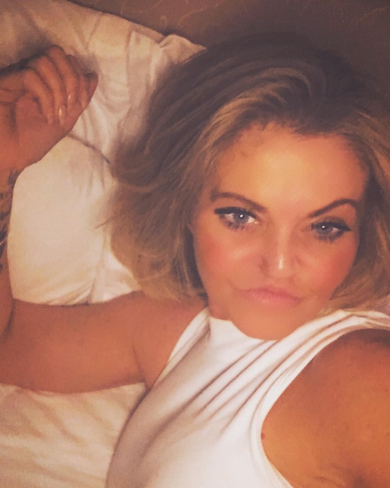 She shared a selfie as she got into bed last night