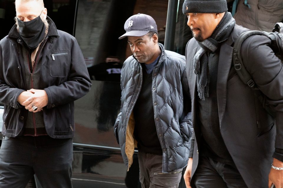 Chris Rock, 57, arriving for his Boston gig, seen for the first time in public since the shocking attack at the Oscars