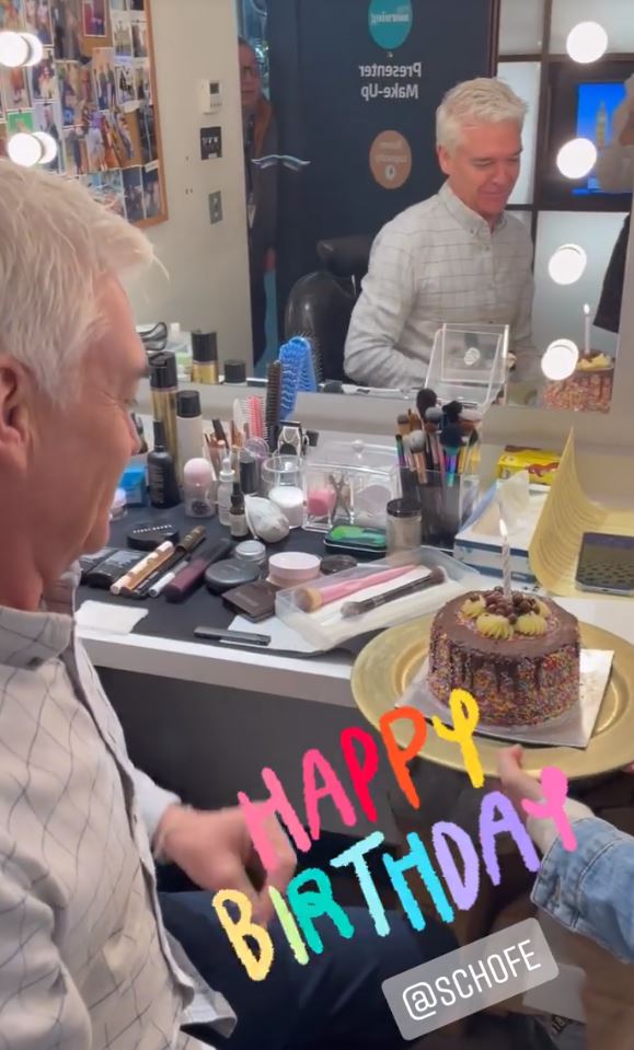 His This Morning co-host Holly Willoughby surprised him with a sprinkle cake