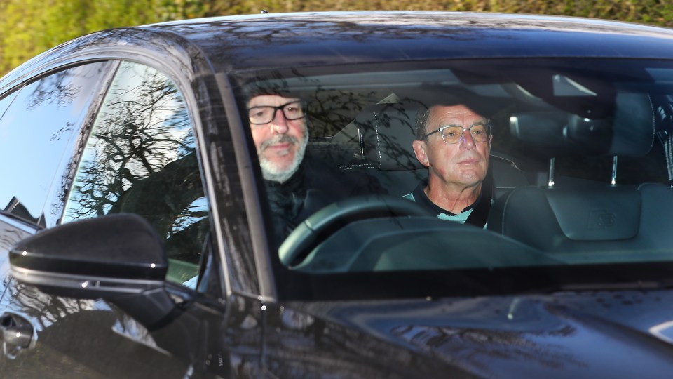 Boss Ralf Rangnick was driven to United training with his international stars returning