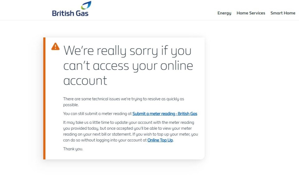 British Gas customers are furious they can't get online too