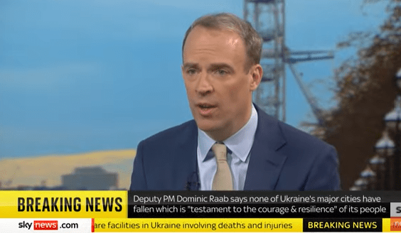 Dominic Raab today said the UK won't engage in direct conflict with Putin