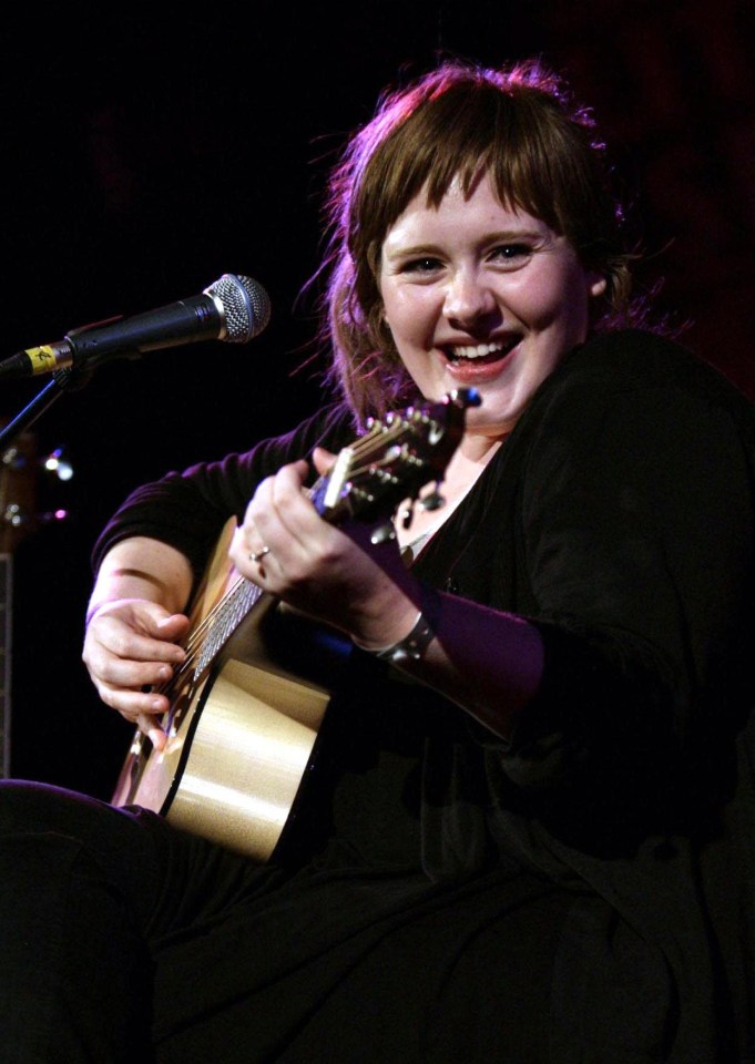 Adele’s early signature style was baggy jumpers and smock dresses accessorised with a guitar