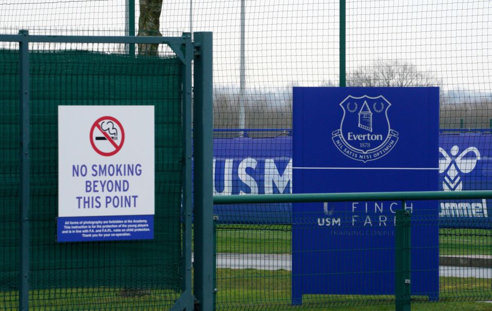 Russian company USM has branding at Finch Farm, Everton's training ground