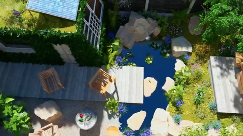 The pair wanted a garden for 'future generations' yet opted for a design with a big pond