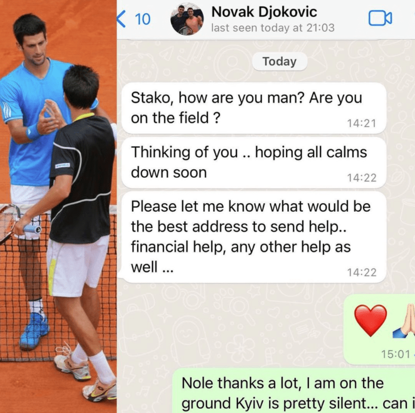 Stakhovsky shared their WhatsApp exchange on social media