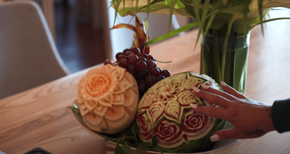 Melons have been intricately carved