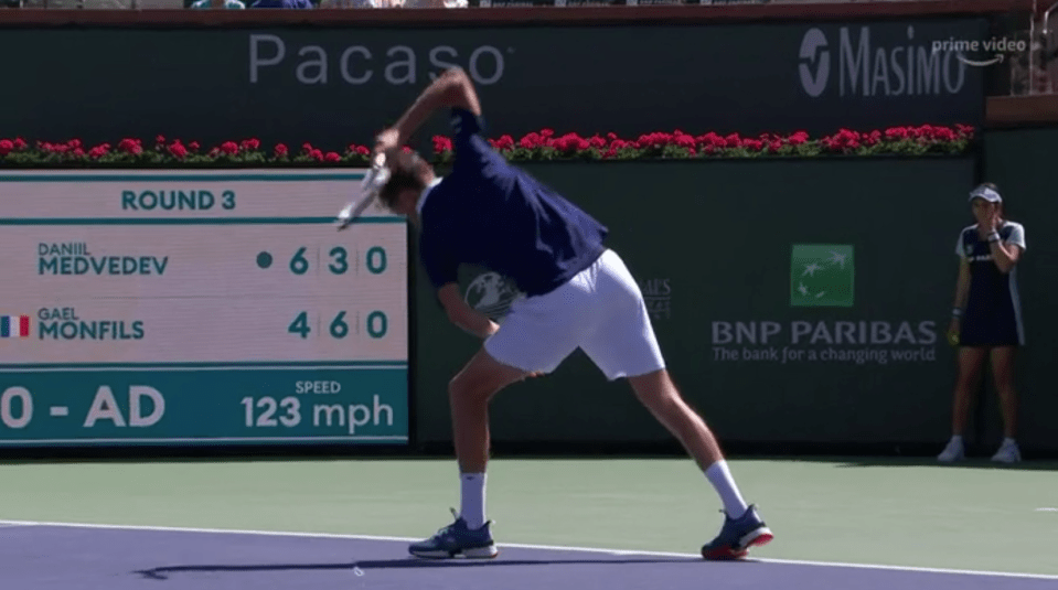 Daniil Medvedev crashed out of Indian Wells and smashed a racket on the way