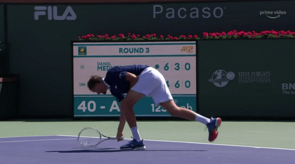 He flung it into the court after dropping his serve early in the third set