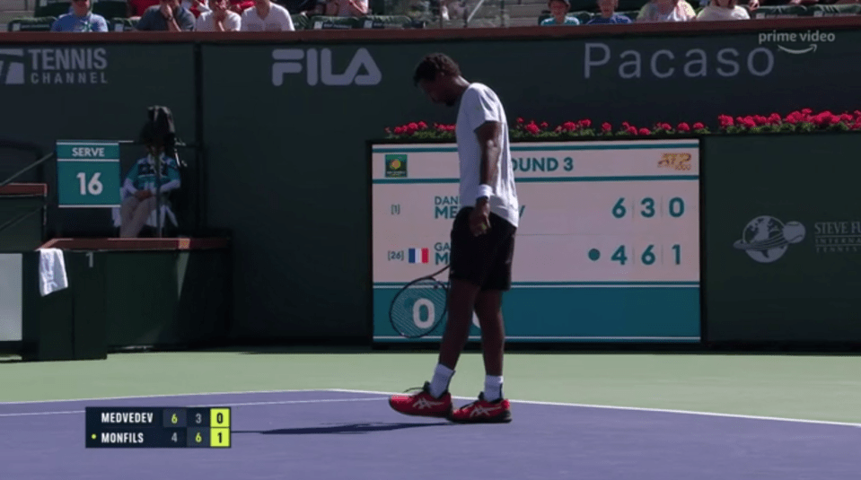 Monfils spotted the pieces of debris left on the court