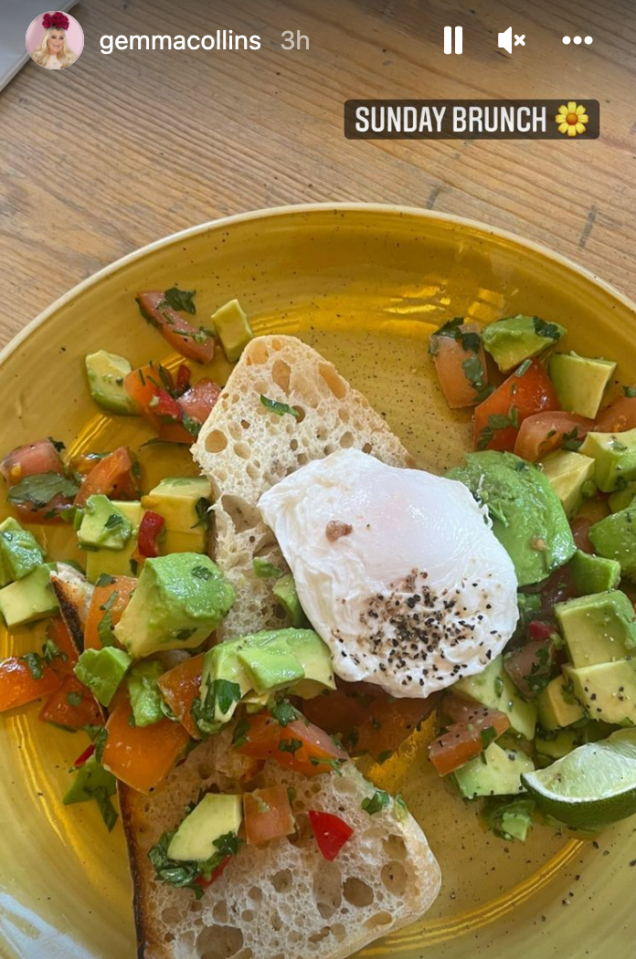 Gemma opted for a Greek style salad with avocado, tomato, and a lime and coriander dressing